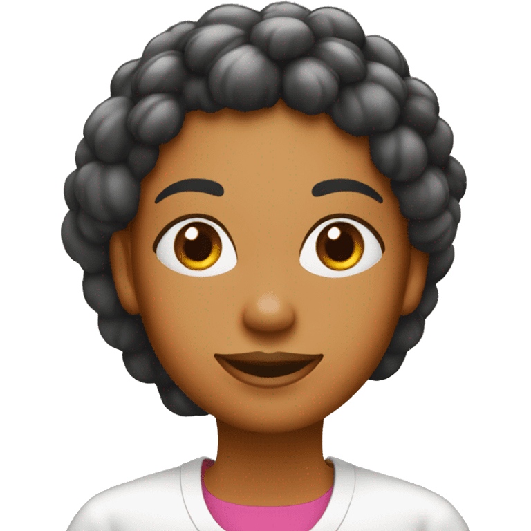 Vendeuse cheveux noir avec des fruits et légumes  emoji