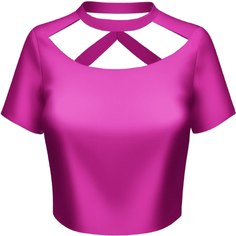 Realistic magenta cut out silk crop top blouse. emoji