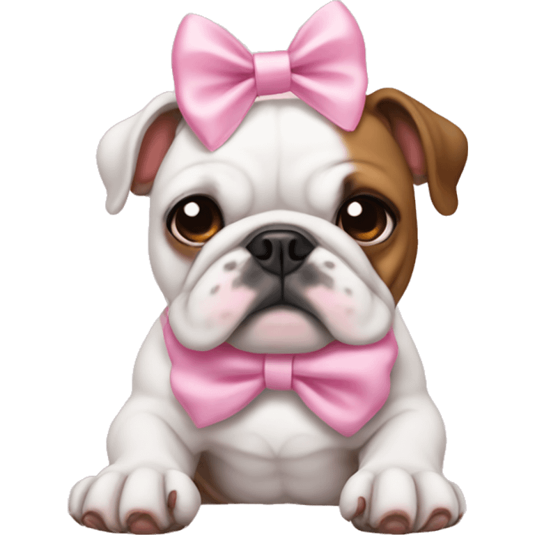 Bulldog with a baby pink bow emoji