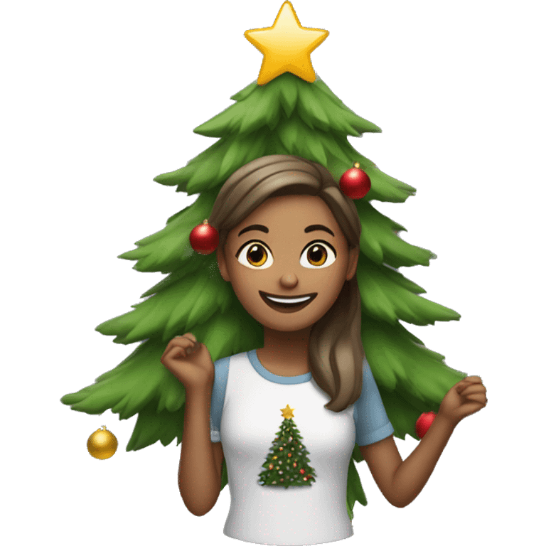 girl rocking around a christmas tree  emoji