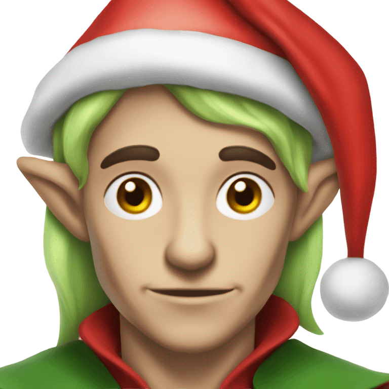 rogue male elf fantasy wearing santa hat emoji