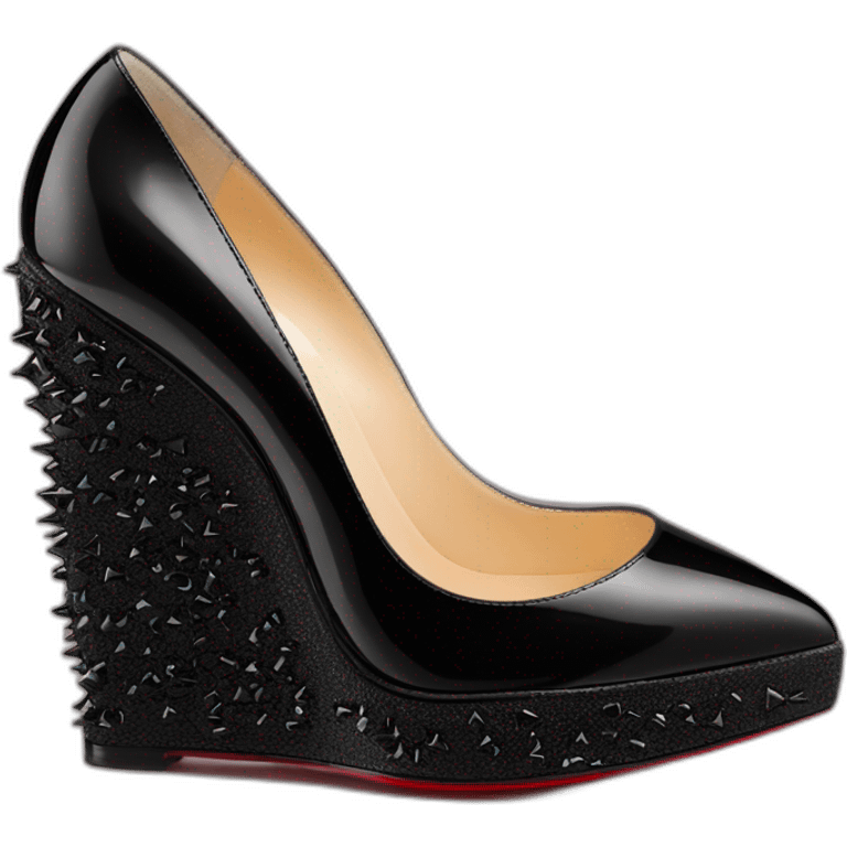 CHRISTIAN LOUBOUTIN UNE PLUME BLK PATENT WEDGE emoji