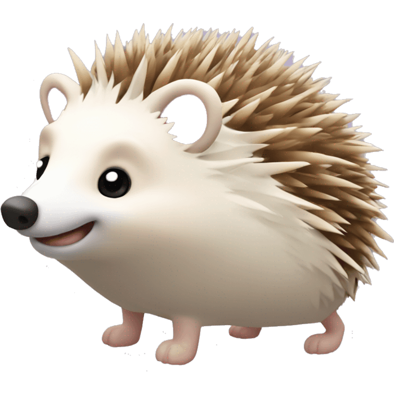 Hedgehog white creamy quills one pink ear one brown ear different colored ears emoji