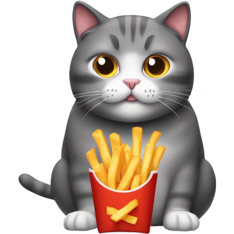 Fat cat eating fries emoji