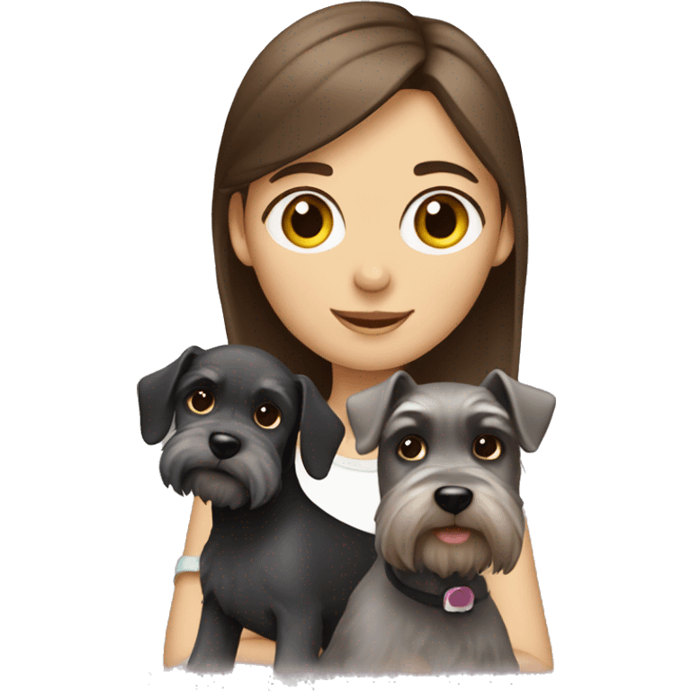 girl with brown hair and her schnauzer  emoji