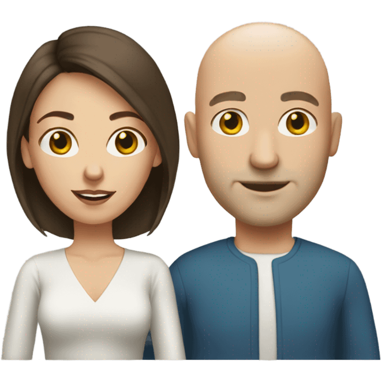 Bald white man with brunette woman emoji