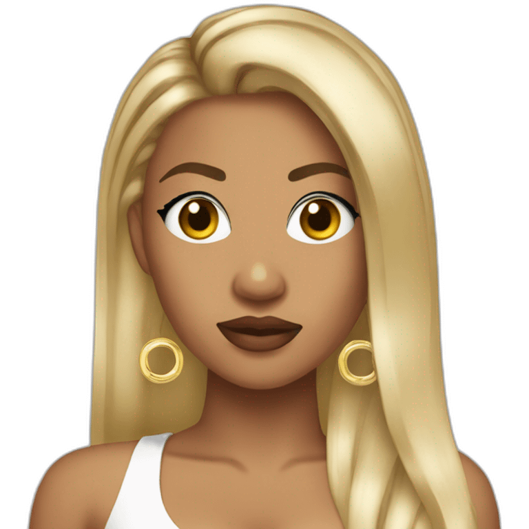 keyshia cole with a round face and long dark hair and hoop earrings emoji