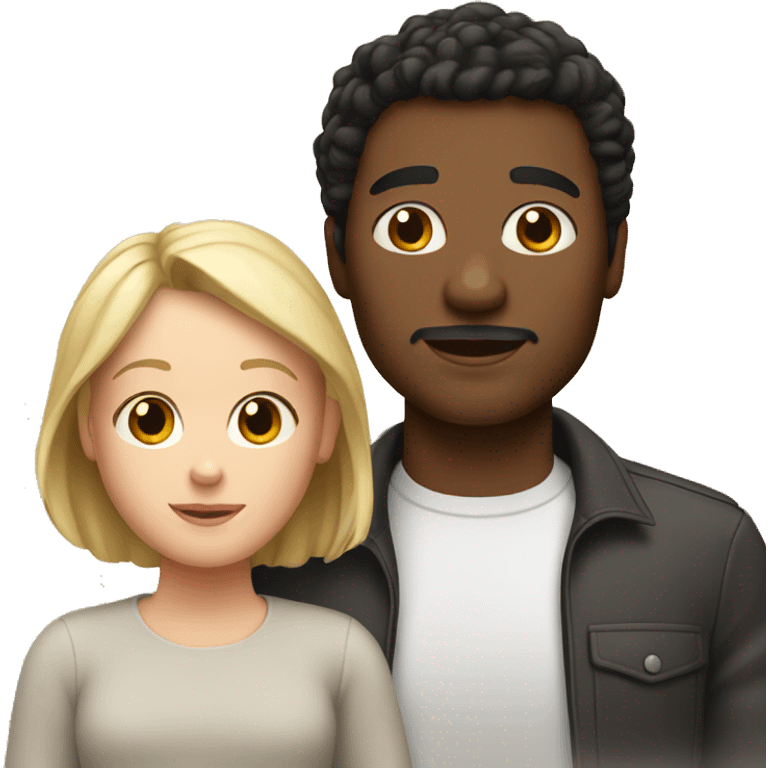 black dad with black hair, white mom with blonde hair, little boy with brown hair emoji