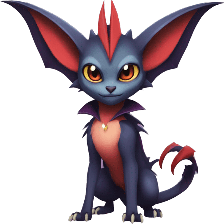  Kawaii Edgy Cool Vampiric Beautiful Noivern-Nargacuga-Litten with big Bat Ears full body emoji