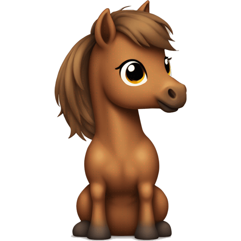 brown baby horse sitting up cute emoji