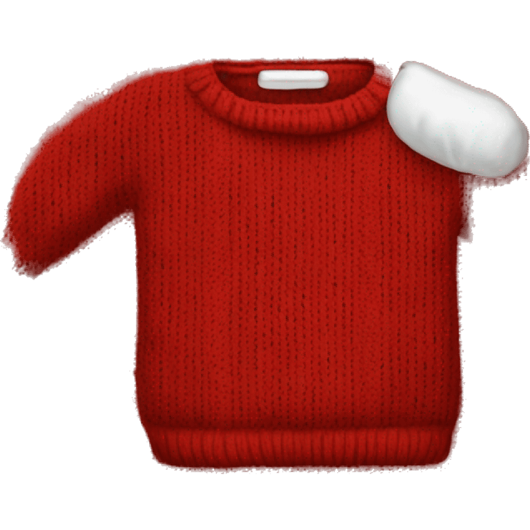 folded knitted red sweater with Christmas print emoji