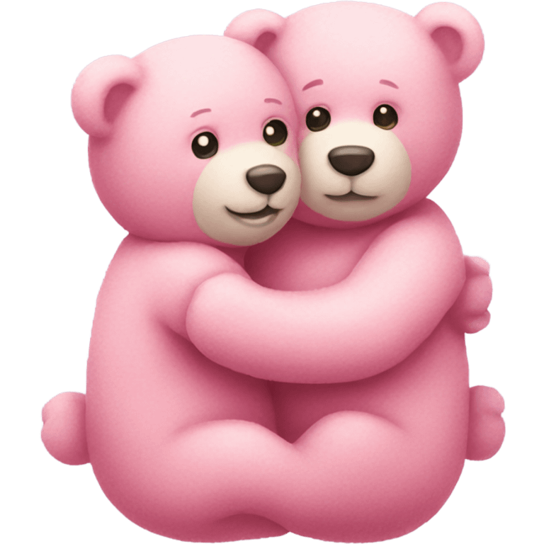 pink pastel two teddy bears hugging emoji