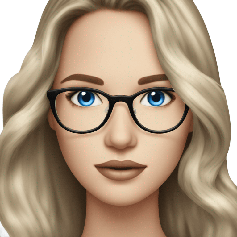 Beautiful Balayage pale model lady with glasses and blue eyes  emoji