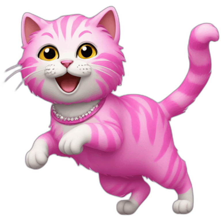 a cat with pink fur dancing emoji