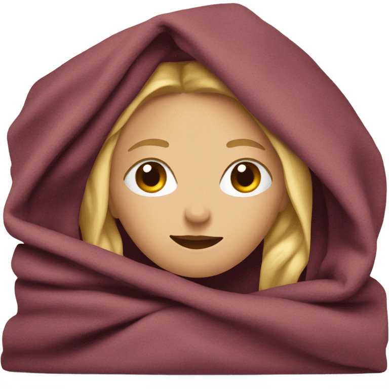 Blonde lady wrapped with a burgundy blanket  emoji