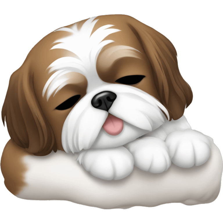 White and brown shih tzu sleeping  emoji