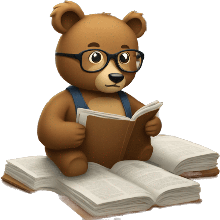 “Bear sitting in a library wearing glasses reading a newspaper emoji