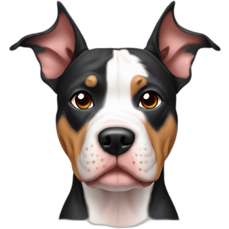 tri color pitbull dog cropped ears emoji