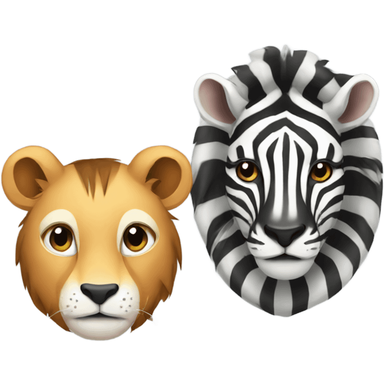 Lion and zebra and lemur emoji