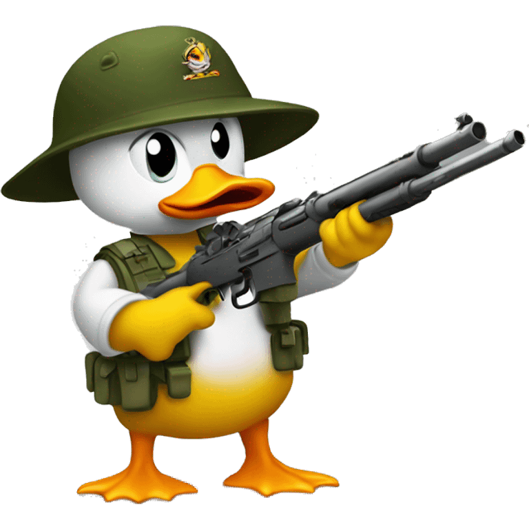 Angry army duck shooting rifle  emoji