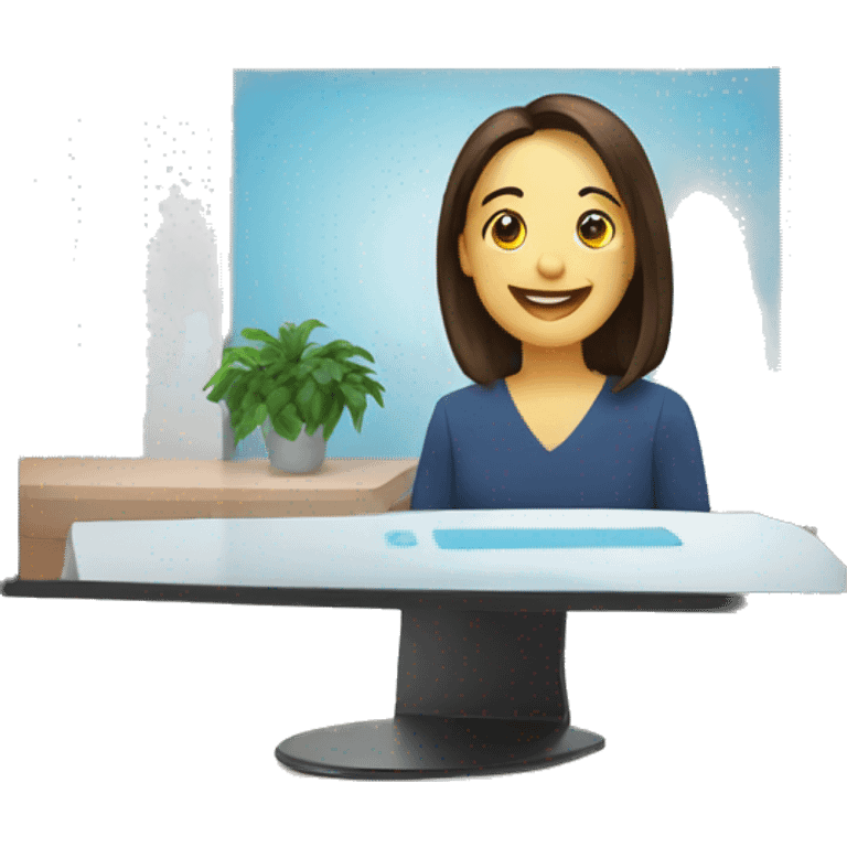 Computer display with the video call on it emoji