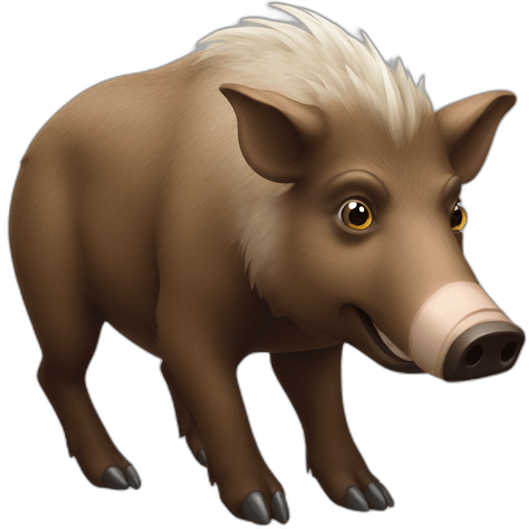 anthropomorphic brown boar with white tusks emoji