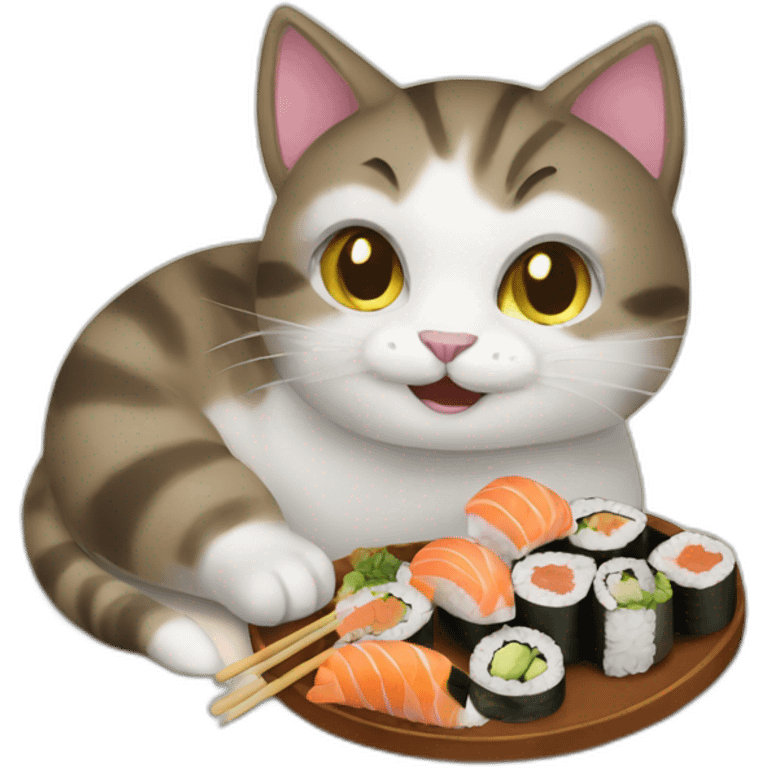 cat eating sushi emoji