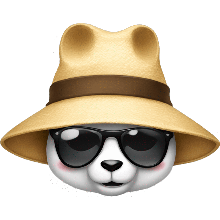 Panda with a sun hat and sun glasses emoji