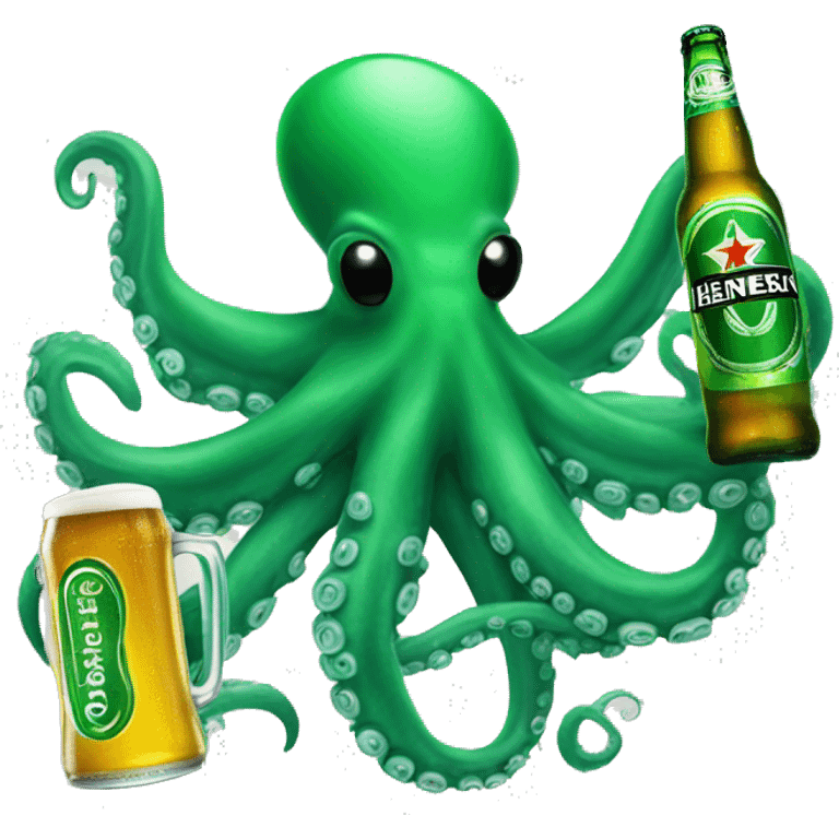 Octopus holding a Heineken beer emoji