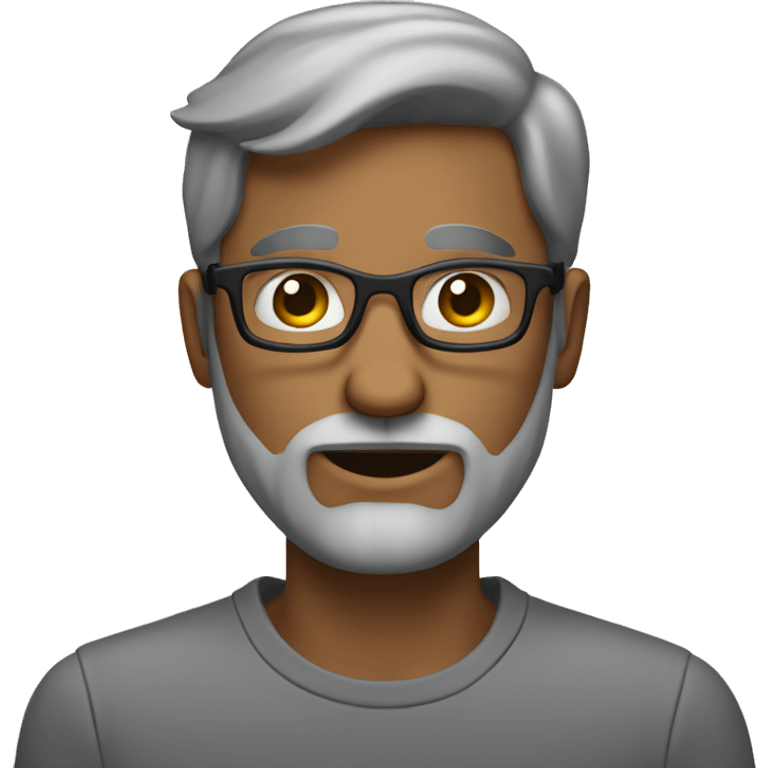 Create a crossed eyed man with glasses and a beard with a grey shirt  emoji