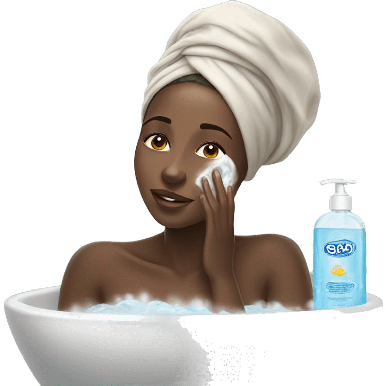 beautiful African woman washing her face with soap emoji