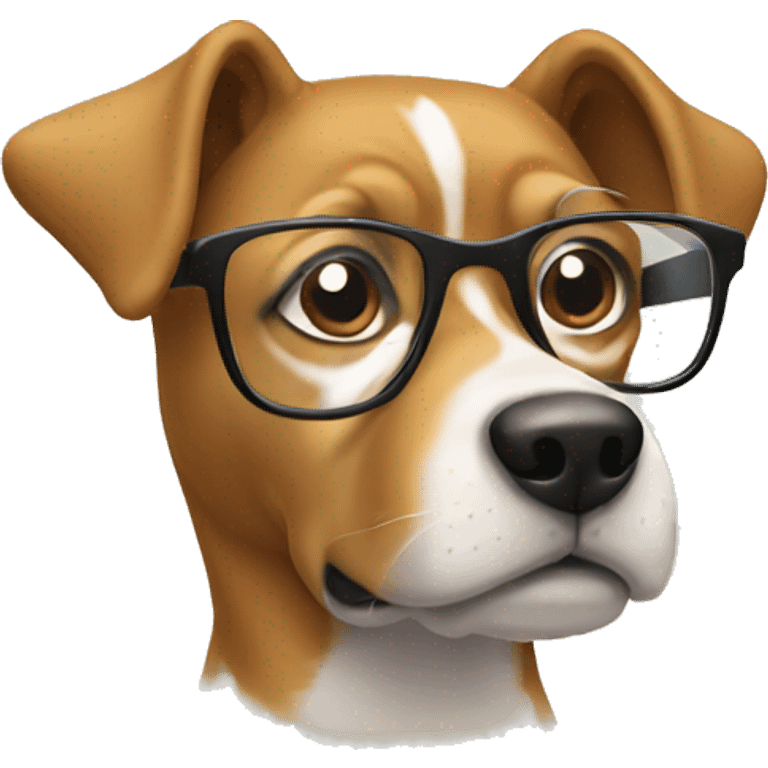 Dog wearing glasses emoji