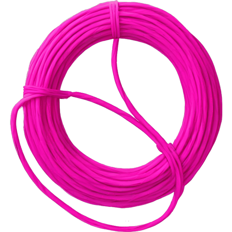 Hot pink fiber optic cable wrapped around a pink earth emoji