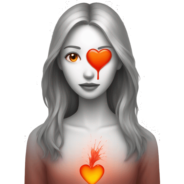 bleeding red heart glowing red-orange emoji