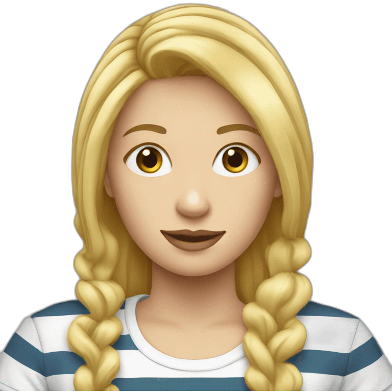 blond woman long hair stripy t-shirt emoji