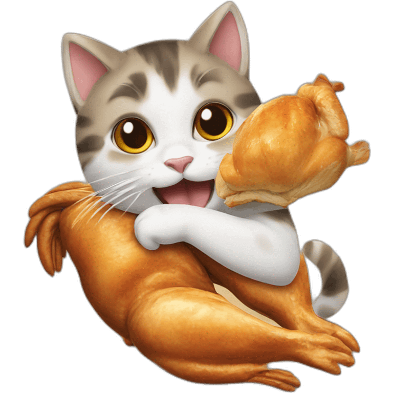 cat biting roast chicken emoji