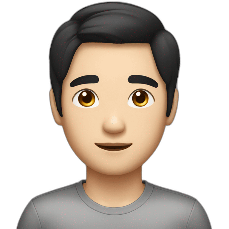 asian man with jet black hair sparkling eyes and rosy cheeks emoji