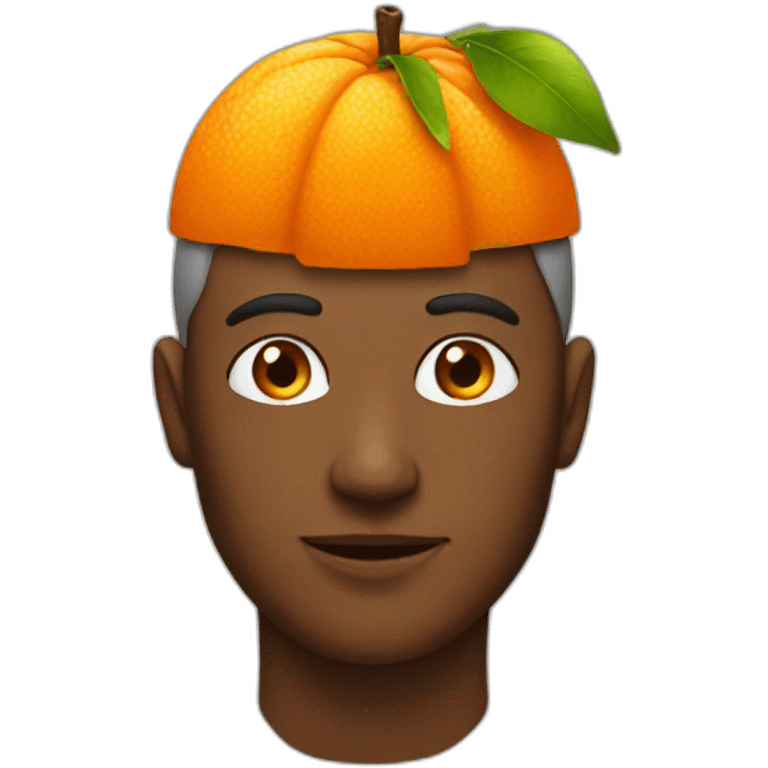 men with orange fruit head emoji