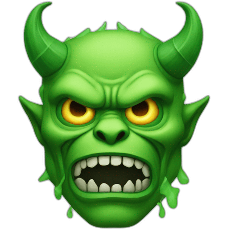 Green demon with cold face emoji