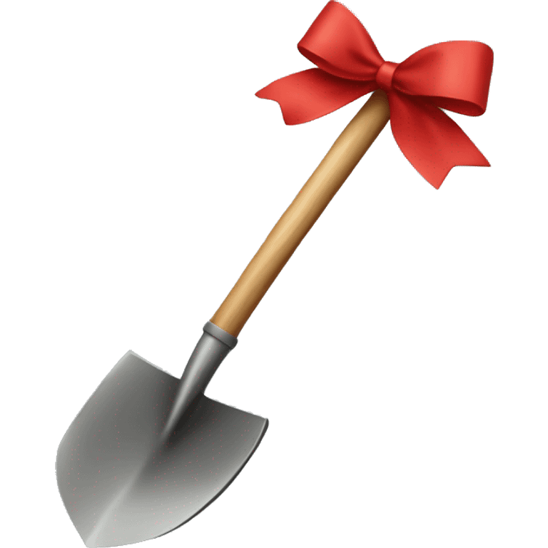 Shovel with a red bow on it emoji