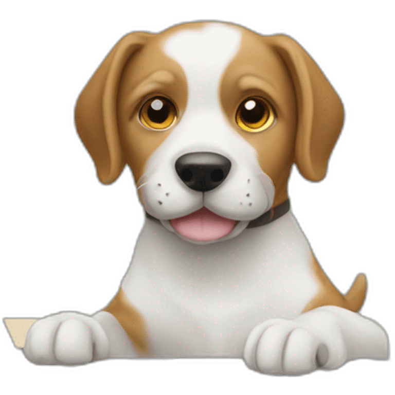 Dog working front of laptop emoji