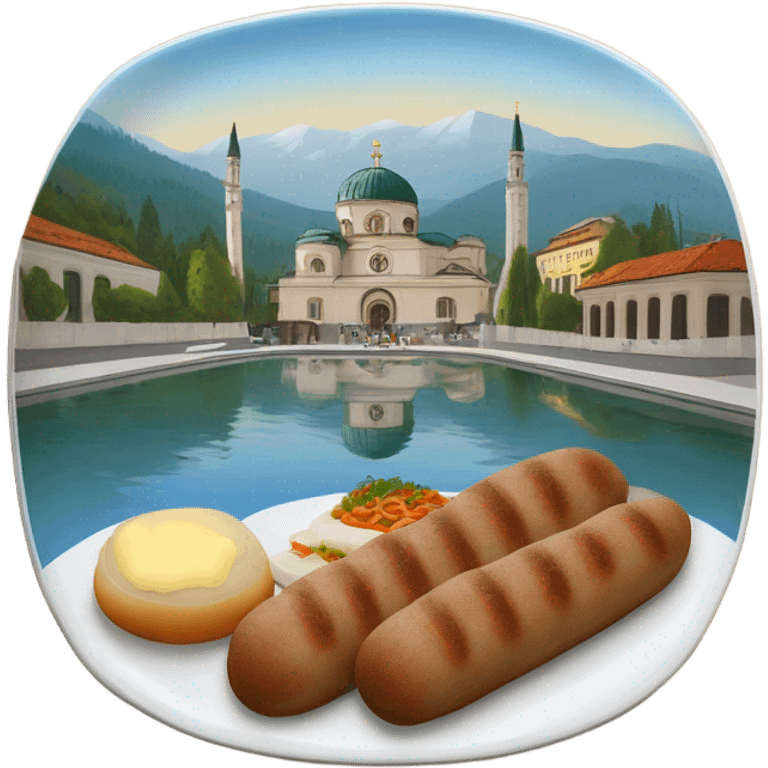 Cevapi next to sebilj Sarajevo emoji