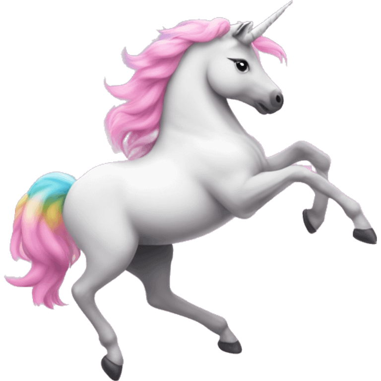 Unicorns dancing on pink fluffy clouds and rainbows  emoji