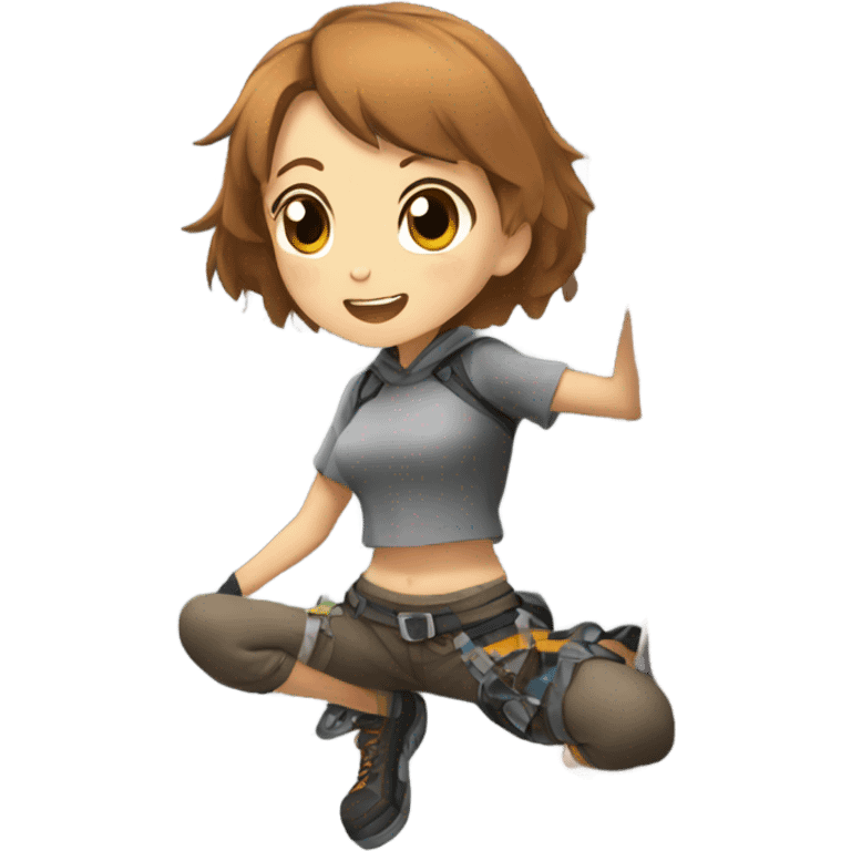 rock climbing anime girl brown shorthair  emoji