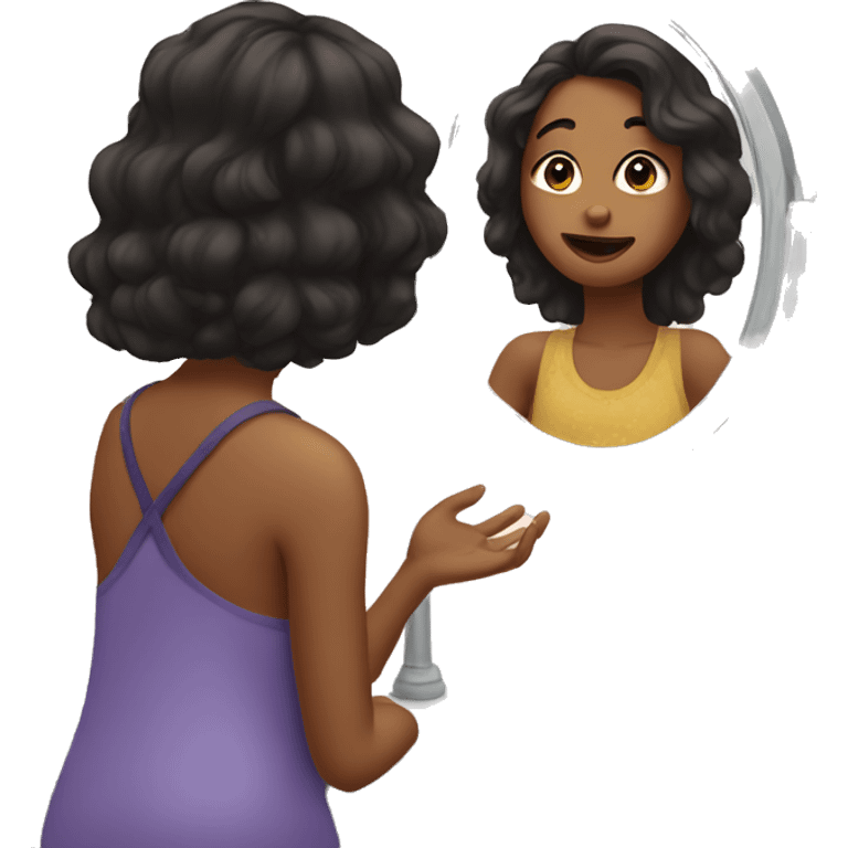 girl looking at herself in vanity mirror  emoji