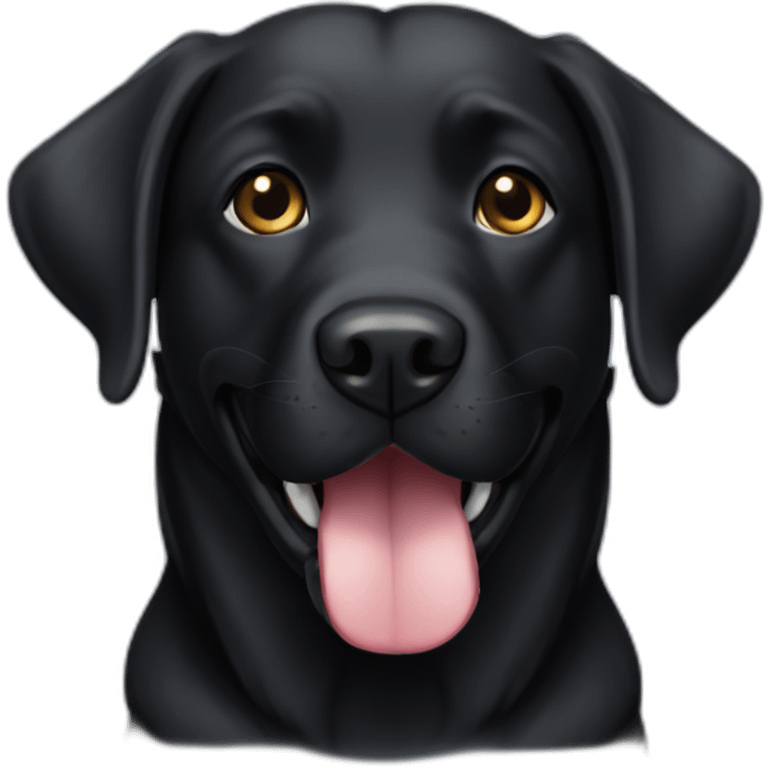 Black dog labrador Galton cross happy face one ear up emoji