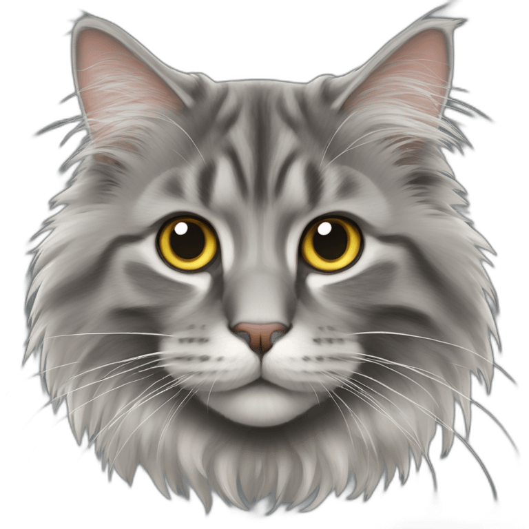 grey norwegian forest cat close up emoji