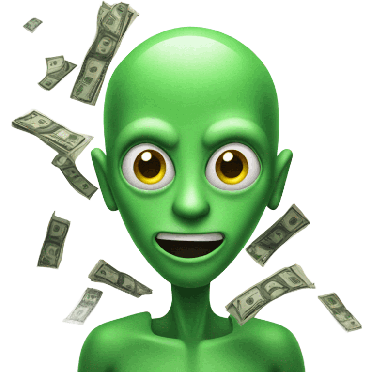  alien, green, count money emoji