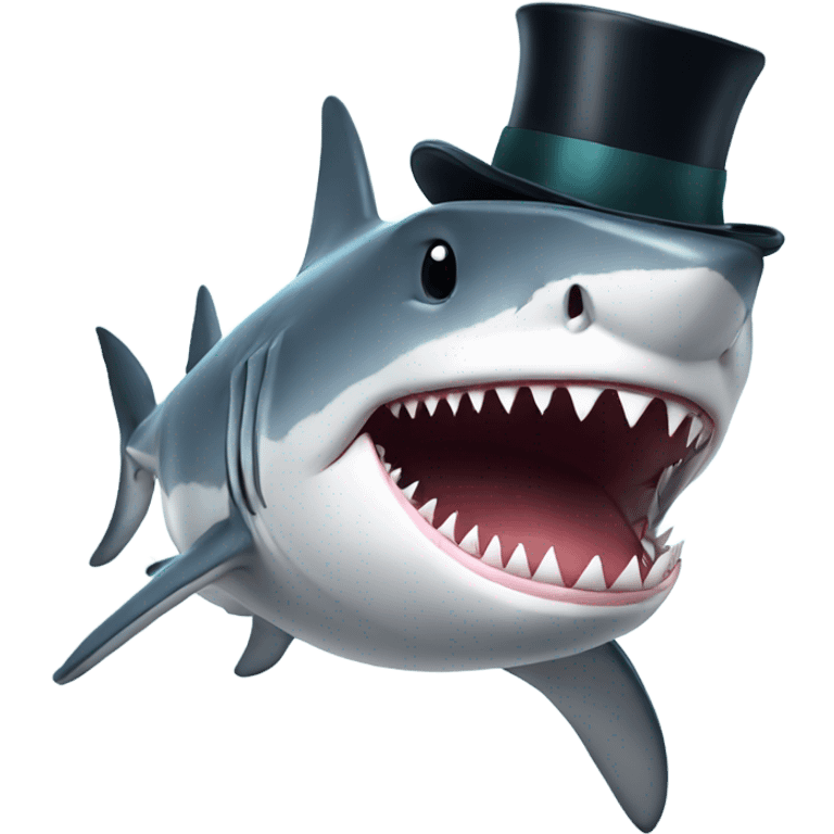 Shark with a top hat emoji