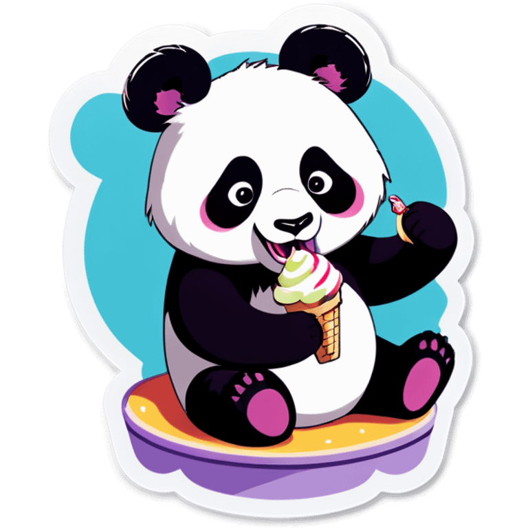 Panda eating ice cream emoji